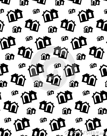 House pattern vector black. Cute home apartment background Vector Illustration