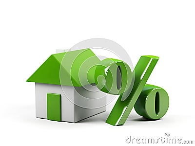 House and percent symbol. Stock Photo