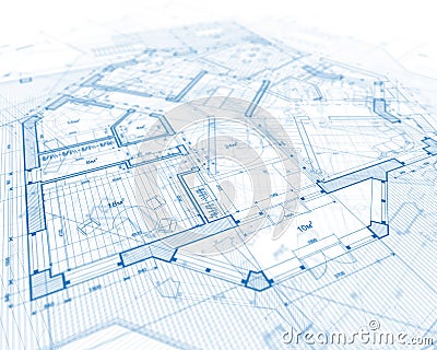 House plan blueprint Stock Photo