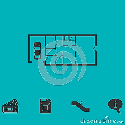 House plan icon flat Vector Illustration