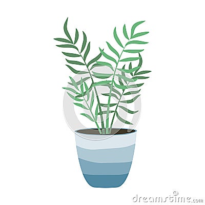 House plants isolated on white background. Bamboo palm. Potted plants. Stock vector illustration in flat style. Home decoration Vector Illustration