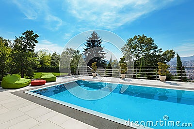 House with pool Stock Photo