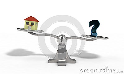 House and question mark win concept, 3d render Stock Photo