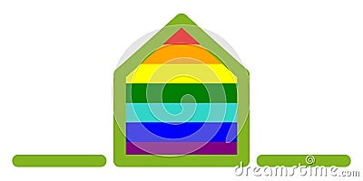 House with rainbow flag, gay, peace, isolated. Cartoon Illustration