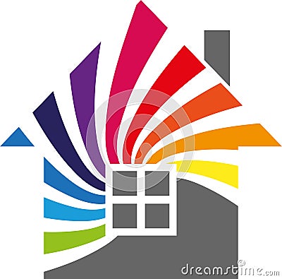 House Colorful logo, Spiral colored, painter and craftsman logo Stock Photo