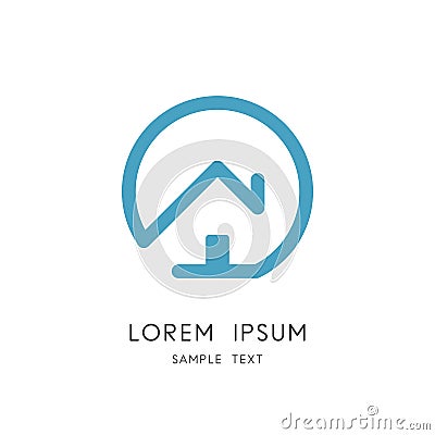 House and real estate outline logo - home and circle symbol Vector Illustration