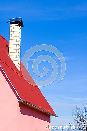 House with a red roof Stock Photo