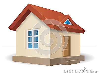 House with red roof Vector Illustration