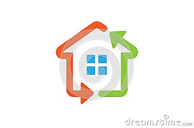 House Renewable Arrow Technology Logo Vector Illustration