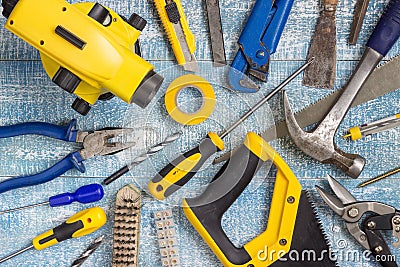 House renovation tools and accessories. Stock Photo