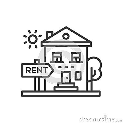 House for rent - line design single isolated icon Vector Illustration