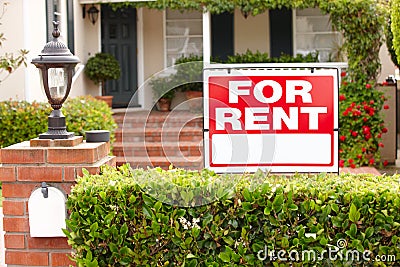 House with for rent sign Stock Photo