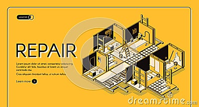 House repair company isometric vector website Vector Illustration