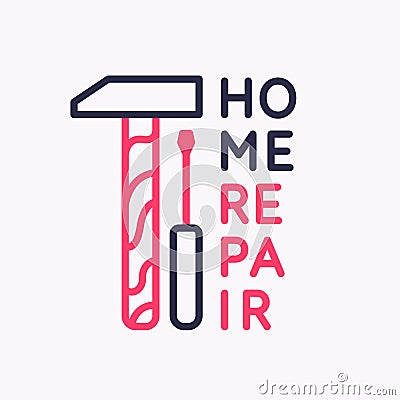 House repair. Poster design services for building maintenance. Vector Illustration