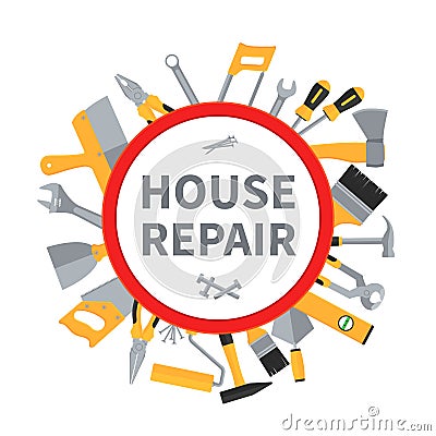 House repair and remodeling vector background with construction tools Vector Illustration