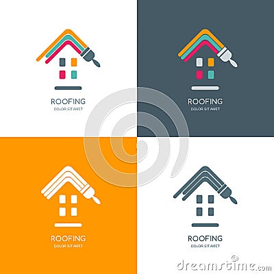 House repair, roofing logo, label, emblem design. Vector Illustration