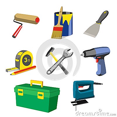 House repair tools instruments set. Vector Illustration