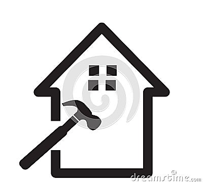 House repair on white background. house repair logo. home and hammer sign Stock Photo