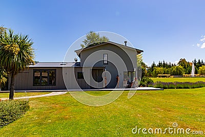 A house in a residential compound in Wanaka Otago New Zealand. Stock Photo