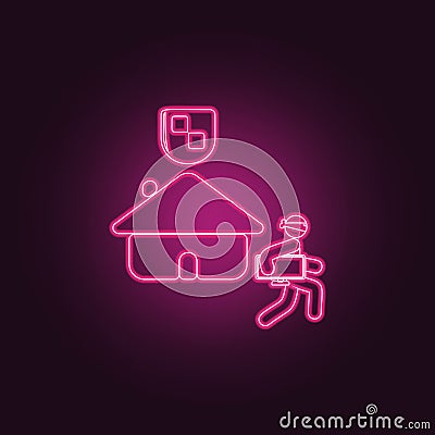 house robbery icon. Elements of insurance in neon style icons. Simple icon for websites, web design, mobile app, info graphics Stock Photo