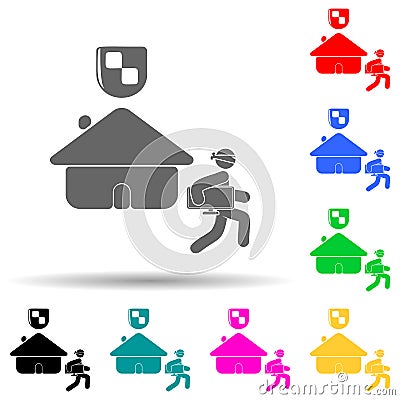 house robbery multi color style icon. Simple glyph, flat vector of insurance icons for ui and ux, website or mobile application Stock Photo
