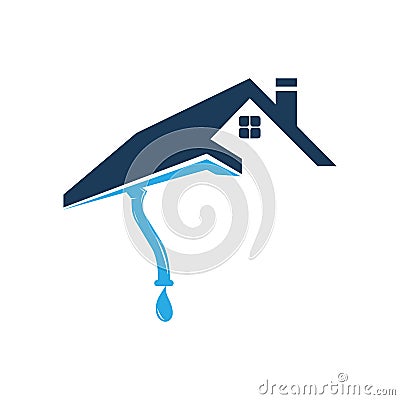 house roof gutter logo design. home pipe installation vector template illustration Vector Illustration