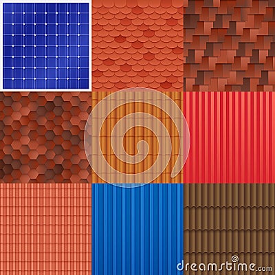 House Roof Tile Set Vector Illustration