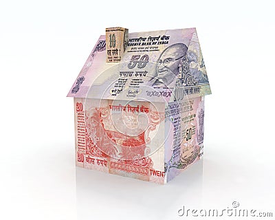 House rupee banknotes Cartoon Illustration