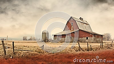 house rustic farm Cartoon Illustration