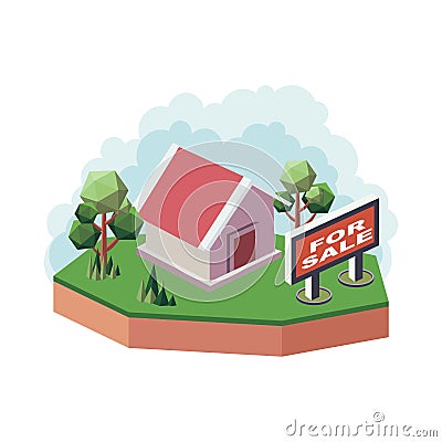 House For Sale Cartoon Illustration