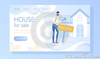 House for Sale Flat Vector Web Banner Template Stock Photo