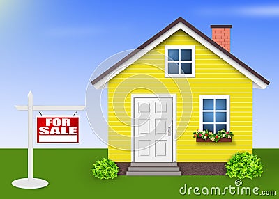 House For sale ,Home yellow colors Stock Photo