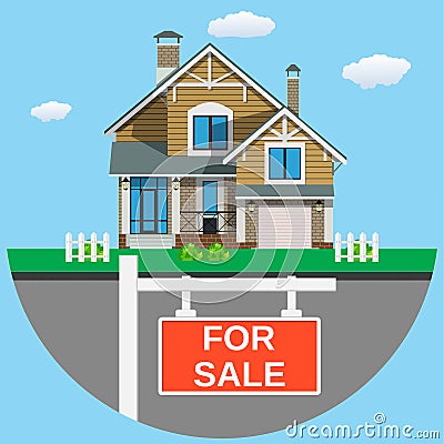House for sale. Vector Illustration