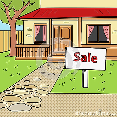 House for sale pop art style vector Vector Illustration