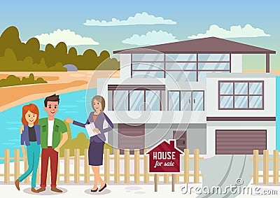 House for Sale. Vector Flat Illustration. Vector Illustration