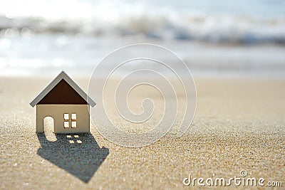 House on the sand beach near sea Stock Photo