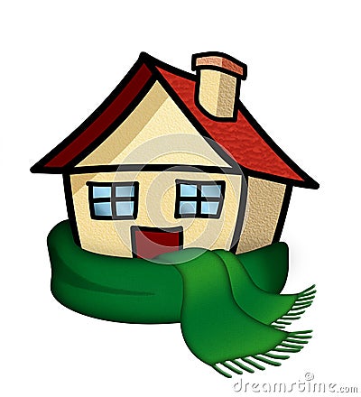 House with scarf Cartoon Illustration