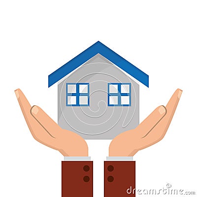 House and sheltering hands icon Vector Illustration