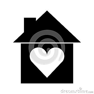 House silhouette with heart Vector Illustration