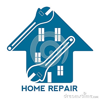 House silhouette with two adjustable spanners Vector Illustration