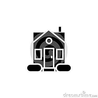 House simple - door center icon, vector illustration, black sign on isolated background Vector Illustration