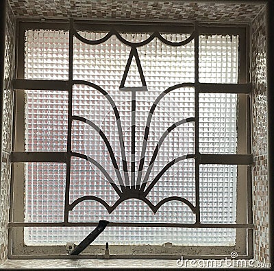 Architecture- Old Windows Metal Grille. Singapore. Stock Photo