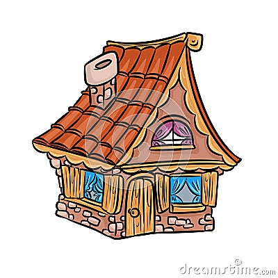 House small village cartoon Cartoon Illustration