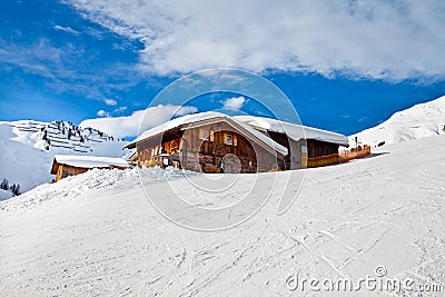 House in snow. Alps, Mayrhofen, Austria Stock Photo