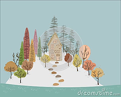 House on Snow Hill Vector Illustration