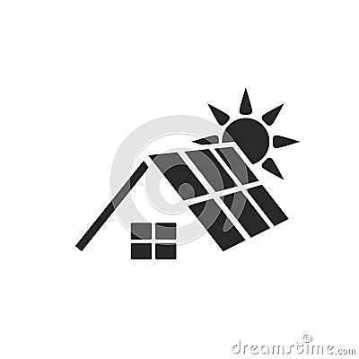 House solar energy icon. roof with solar panel. sustainable, renewable and alternative energy symbol Vector Illustration