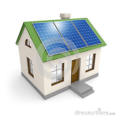 House with solar panels Stock Photo