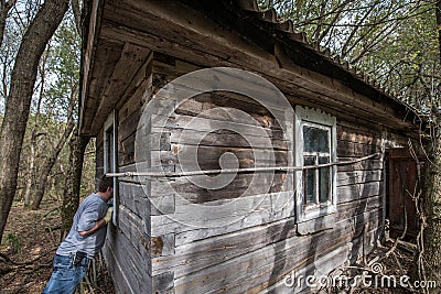 House in Stechanka village, Chernobyl Exclusion Zone, Ukraine Editorial Stock Photo