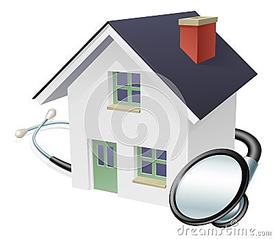 House and Stethoscope Concept Vector Illustration