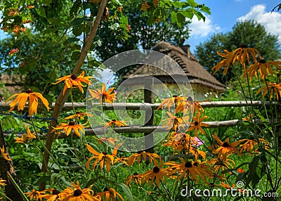 The house with a straw roof Stock Photo